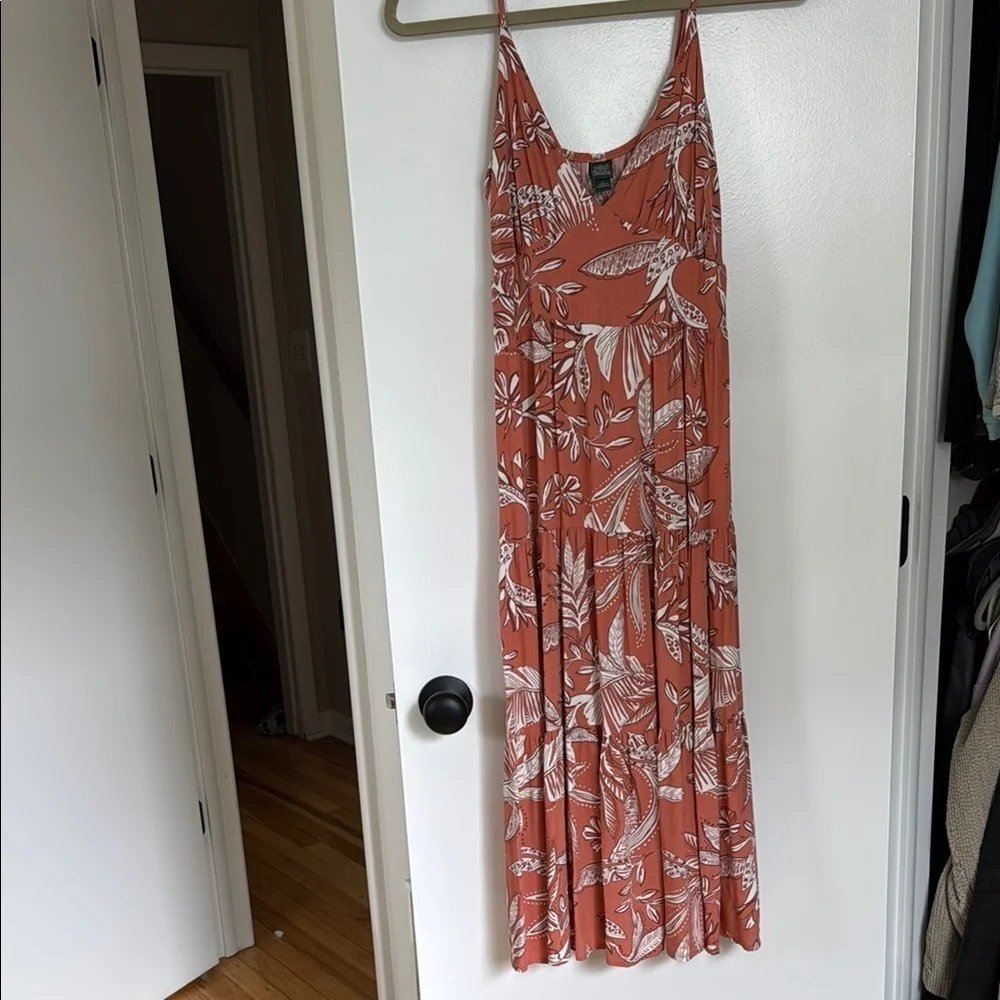 Wild fable salmon pink/mauve floral midi dress - Picture 1 of 5